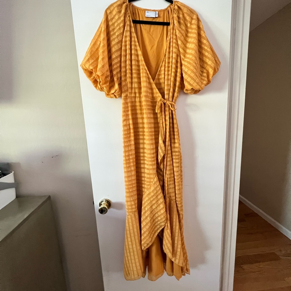ASOS Curve wrap dress in mustard